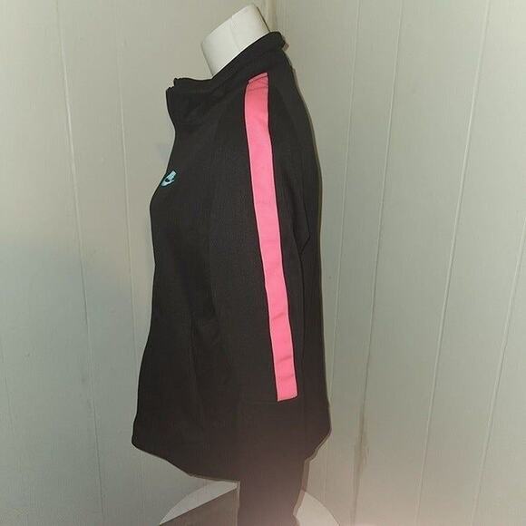 Nike Black Full Zip Up Sweater Lightweight Jacket with Hot Pink Sleeves, Medium - Picture 2 of 5